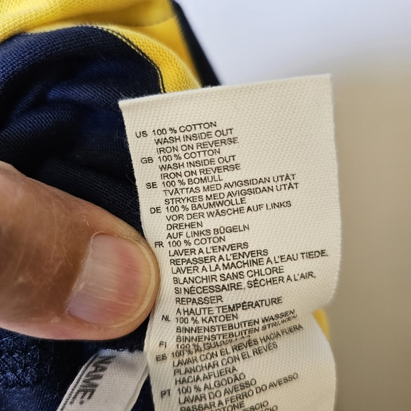 👍L.O.G.G. H&M yellow navy stripe long sleeve graphic t-shirt youth M US - Picture 7 of 7